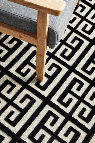 RUG CULTURE RUGS Brenda Black & Gold Geometric Runner