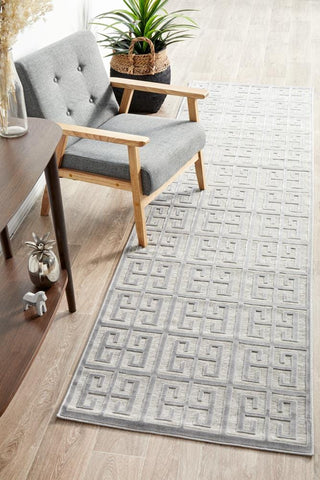 RUG CULTURE RUGS Brenda Silver Geometric Runner