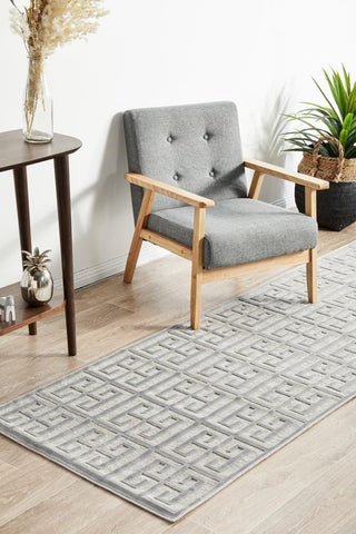 RUG CULTURE RUGS Brenda Silver Geometric Runner