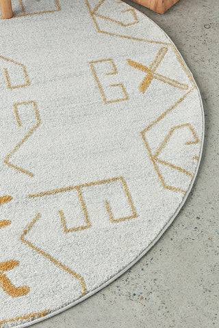 RUG CULTURE RUGS Cala Gold Geometric Round Rug