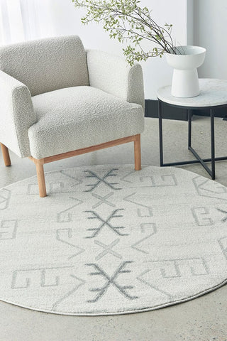 RUG CULTURE RUGS Cala Grey Geometric Round Rug