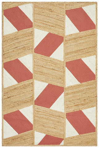 Calypso Coral & Natural Jute Rug by Rug Culture - Warm natural tones with modern tribal design