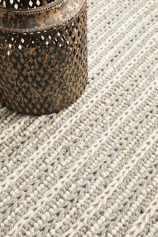 Rug Culture RUGS Catia Grey & Ivory Braided Wool Rug