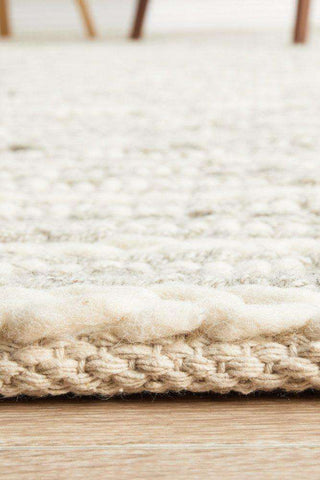 Rug Culture RUGS Catia Grey & Ivory Braided Wool Rug