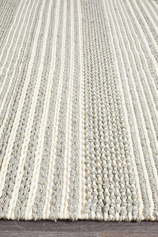 Rug Culture RUGS Celena Grey Stripe Braided Wool Rug