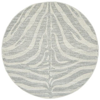 Chrome Savannah Silver Round Rug by Rug Culture with modern animal print design