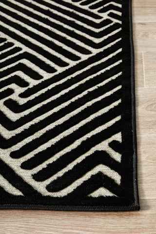 RUG CULTURE RUGS Cindy Black & Gold Geometric Rug