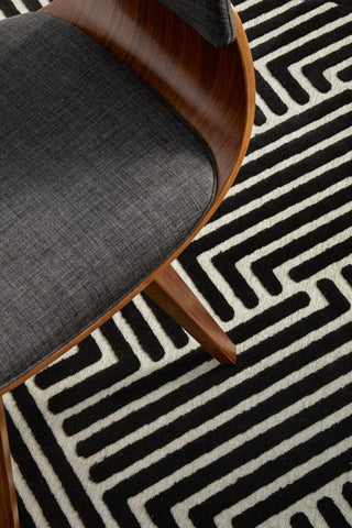 RUG CULTURE RUGS Cindy Black & Gold Geometric Rug