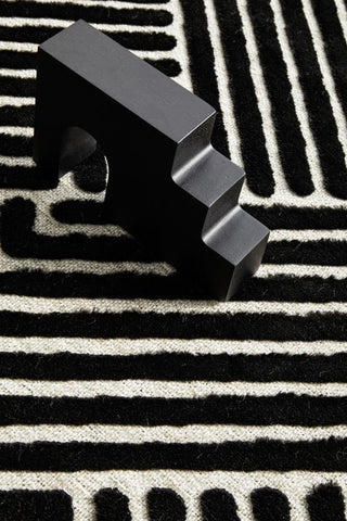 RUG CULTURE RUGS Cindy Black & Gold Geometric Runner