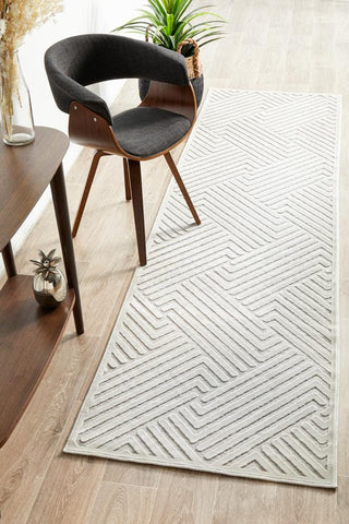 RUG CULTURE RUGS Cindy Natural White Geometric Runner