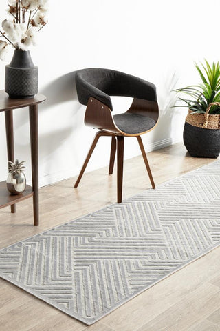 RUG CULTURE RUGS Cindy Silver Geometric Runner