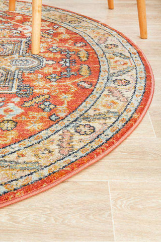 Rug Culture RUGS Elmas Terracotta Tribal Round Rug