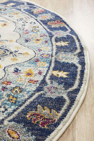 Rug Culture RUGS Erdek Blue Medallion Round Rug