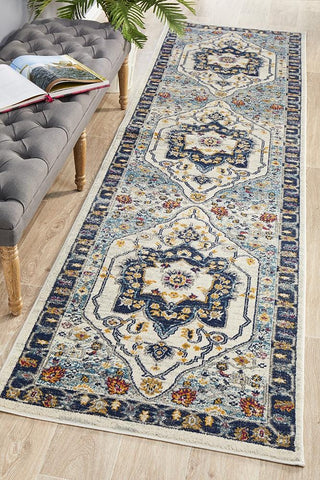 Rug Culture RUGS Erdek Blue Medallion Runner Rug