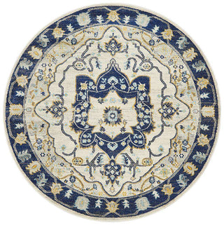 Rug Culture RUGS Erdek Navy Medallion Round Rug