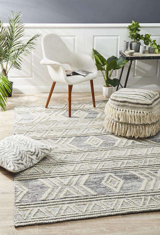 Rug Culture RUGS Esha Grey Tribal Wool Rug