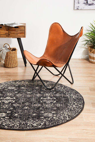 Rug Culture RUGS Estella Charcoal Transitional Round Rug