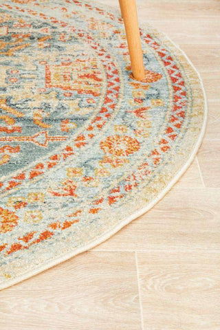 Rug Culture RUGS Faris Blue Tribal Round Rug