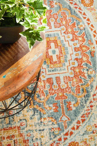 Rug Culture RUGS Faris Blue Tribal Round Rug