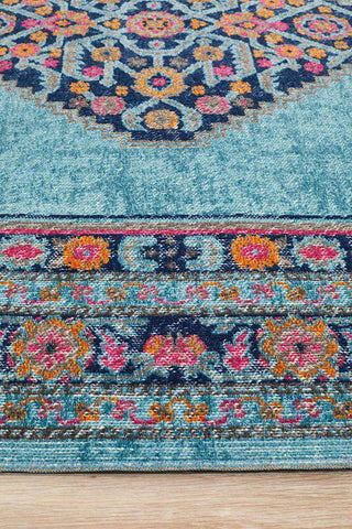 Rug Culture RUGS Fethiye Blue Distressed Diamond Runner