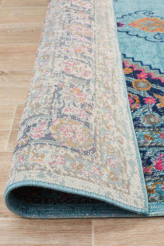 Rug Culture RUGS Fethiye Blue Distressed Diamond Runner