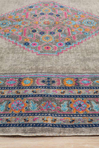 Rug Culture RUGS Fethiye Grey Distressed Diamond Rug