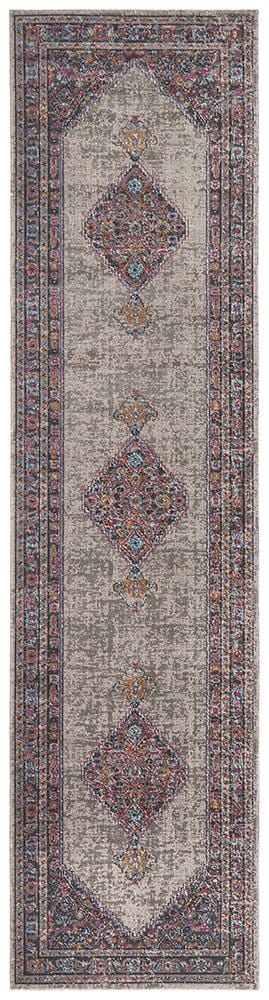 Rug Culture RUGS Fethiye Grey Distressed Diamond Runner