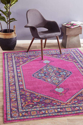 Rug Culture RUGS Fethiye Pink Distressed Diamond Rug