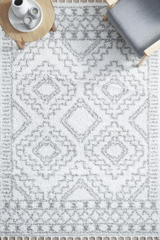 RUG CULTURE RUGS Fez White & Grey Moroccan Shag Rug