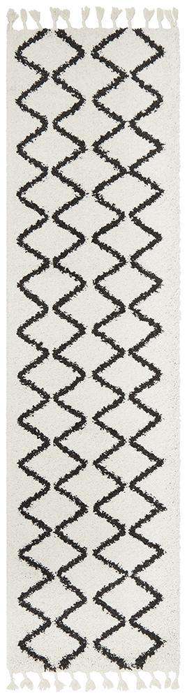 Rug Culture RUGS Fleur White Fringed Runner