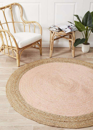 Rug Culture RUGS Florence Pink Round Jute Rug