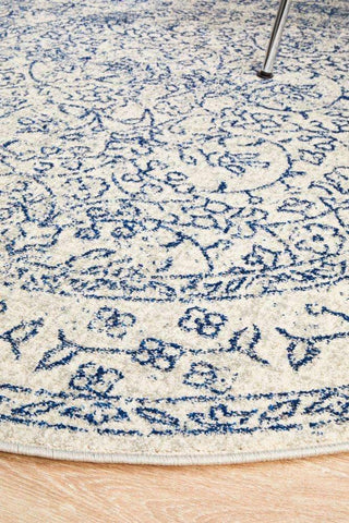 Rug Culture RUGS Formosa White Grey & Blue Transitional Round Rug