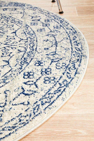 Rug Culture RUGS Formosa White Grey & Blue Transitional Round Rug