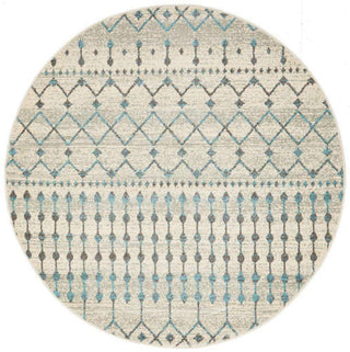 Rug Culture RUGS Gediz White Grey & Blue Transitional Round Rug