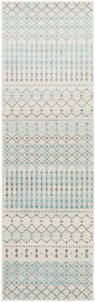 Rug Culture RUGS Gediz White Grey & Blue Transitional Runner