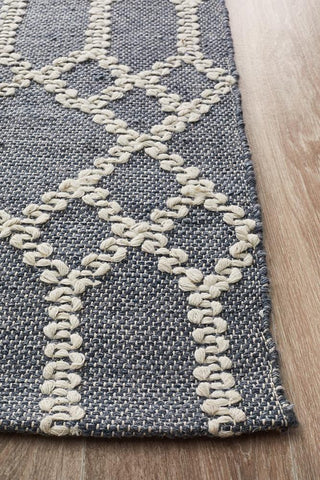 Rug Culture RUGS Hudson Blue Tribal Trellis Rug