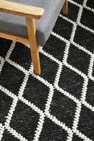 RUG CULTURE RUGS Huxley Black Wool Blend Rug