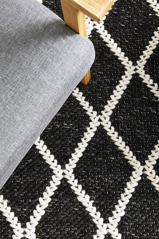 RUG CULTURE RUGS Huxley Black Wool Blend Rug