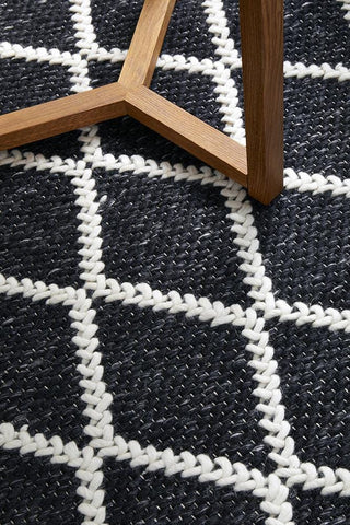 RUG CULTURE RUGS Huxley Black Wool Blend Rug