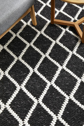 RUG CULTURE RUGS Huxley Black Wool Blend Rug