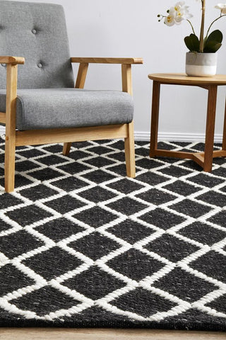 RUG CULTURE RUGS Huxley Black Wool Blend Rug