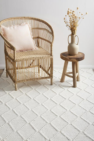 RUG CULTURE RUGS Huxley White Wool Blend Rug