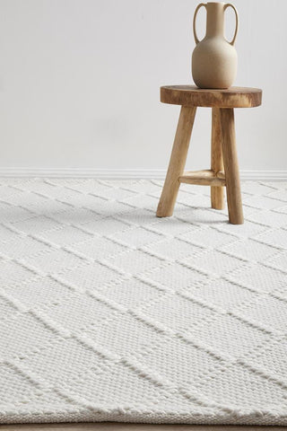 RUG CULTURE RUGS Huxley White Wool Blend Rug