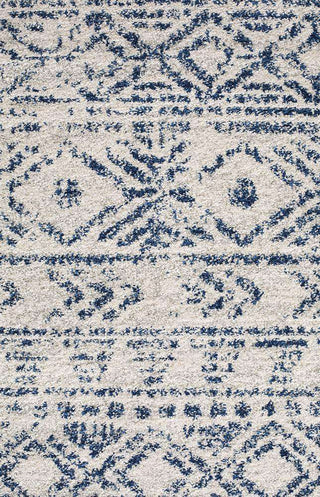 Rug Culture RUGS Ismail White Blue Tribal Round Rug