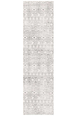 Rug Culture RUGS Ismail White Grey Tribal Diamond Runner