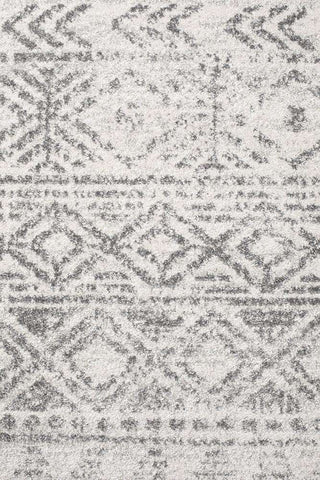 Rug Culture RUGS Ismail White Grey Tribal Diamond Runner