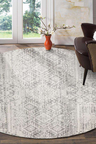 Rug Culture RUGS Kalkan Silver Grey Transitional Round Rug