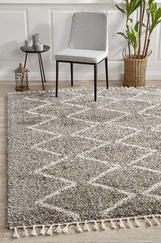 Rug Culture RUGS Kenza Grey Fringed Rug (Discontinued)