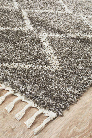 Rug Culture RUGS Kenza Grey Fringed Rug (Discontinued)