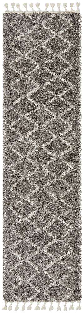 Rug Culture RUGS Kenza Grey Fringed Runner (Discontinued)